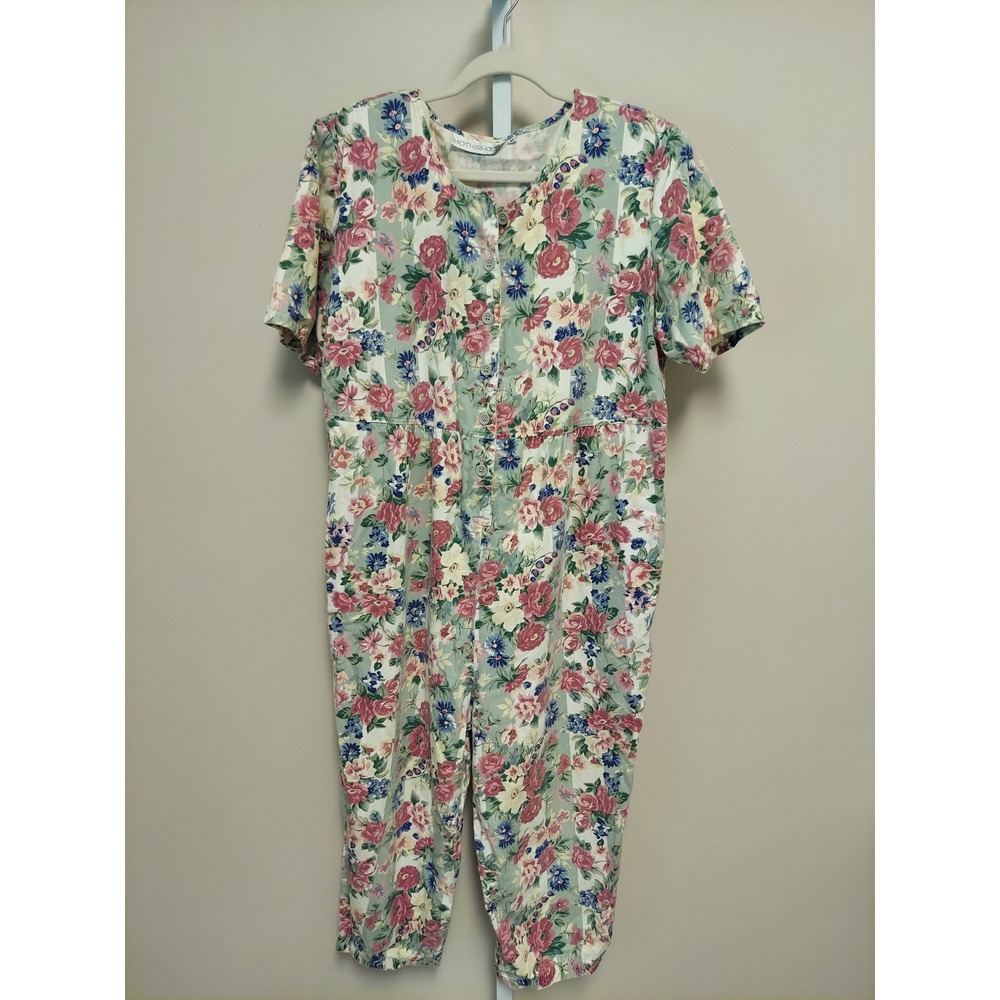 Motherhood Vtg Floral Jumpsuit M Maternity Cottagecore 90s Romper Baby Shower